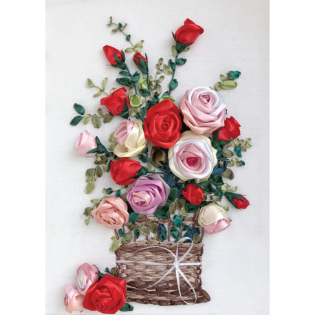 Розы в корзине Набор для вышивания лентами