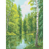 Озеро в лесу Канва с рисунком для вышивки Каролинка