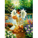 Ангел с утятами Канва с рисунком для вышивки бисером