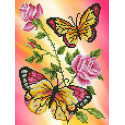 Бабочки и розы Канва с рисунком для вышивки бисером