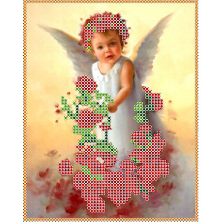 Ангел в розах Канва с рисунком для вышивки бисером