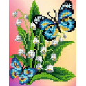 Бабочки на ландышах Канва с рисунком для вышивки бисером