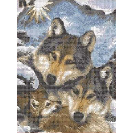 Семья волков Канва с рисунком для вышивки бисером