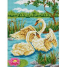 Пара лебедей Канва с рисунком для вышивки бисером