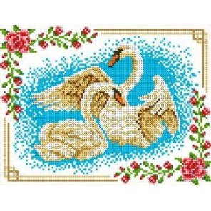 Лебеди Канва с рисунком для вышивки бисером