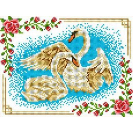 Лебеди Канва с рисунком для вышивки бисером