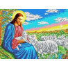 Иисус-пастырь Канва с рисунком для вышивки бисером
