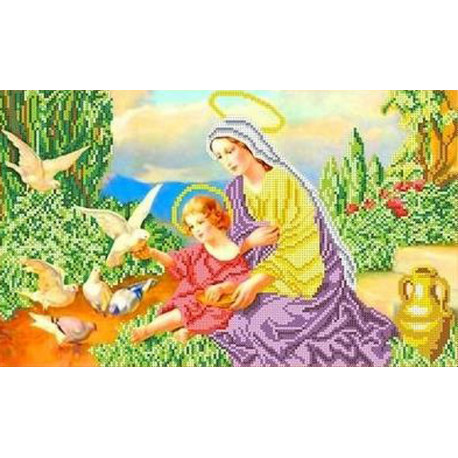 Богородица и голуби Канва с рисунком для вышивки бисером