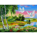Русский пейзаж Канва с рисунком для вышивки бисером