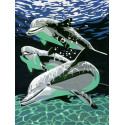 Семья дельфинов Раскраска картина по номерам на холсте