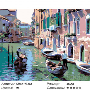 Количество цветов и сложность Венецианская прогулка Раскраска картина по номерам на холсте  KTMK-97332