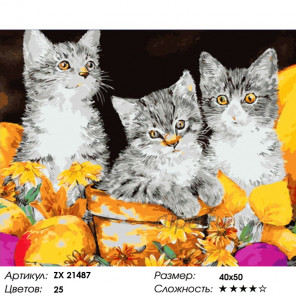  Котики Раскраска картина по номерам на холсте ZX 21487