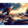  Орел на реке Раскраска картина по номерам на холсте ZX 21489
