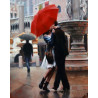  Влюбленные под красным зонтом Раскраска картина по номерам на холсте ZX 21840