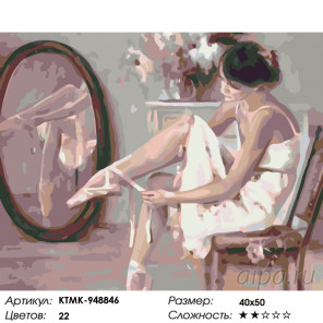 Количество цветов и сложность Балерина перед выступлением Раскраска картина по номерам на холсте KTMK-948846
