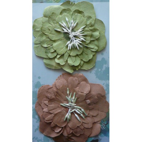Зеленый и коричневый Бумажные цветы Украшение для скрапбукинга, кардмейкинга Рукоделие