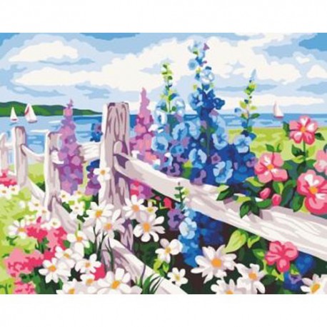 Цветы на побережье Раскраска по номерам акриловыми красками на холсте Menglei