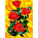 Яркие розы Ткань для вышивки лентами Каролинка
