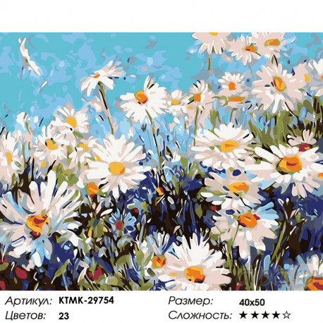 Количество цветов и сложность Ромашковый луг Раскраска по номерам на холсте Живопись по номерам KTMK-29754