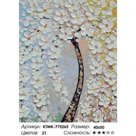 Количество цветов и сложность Цветущее дерево Раскраска по номерам на холсте Живопись по номерам KTMK-775265