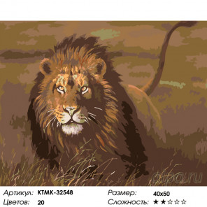  Львиная охота Раскраска по номерам на холсте Живопись по номерам KTMK-32548