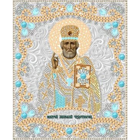 Святой Николай Чудотворец Канва с рисунком для вышивки бисером