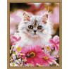  Котик в цветах Алмазная вышивка мозаика на подрамнике EW10147