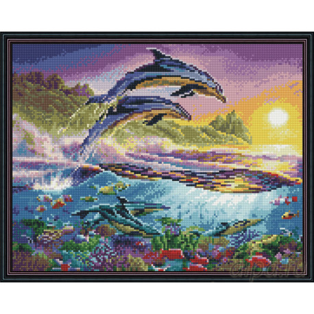  Дельфиньи игры Алмазная вышивка мозаика на подрамнике EW10193