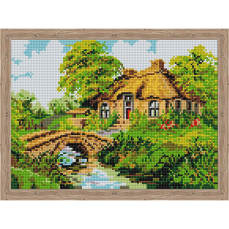 Дом с каменным мостиком Алмазная вышивка мозаика на подрамнике