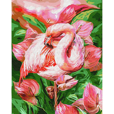 Розовый фламинго Раскраска картина по номерам на холсте