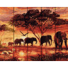  Слоны на закате Картина по номерам на дереве GXT5189