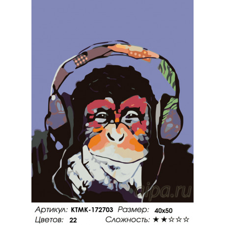 Количество цветов и сложность Музыкальная обезьяна Раскраска по номерам на холсте Живопись по номерам KTMK-172703