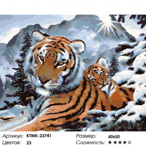  Ласковый тигренок Раскраска картина по номерам на холсте  KTMK-23741