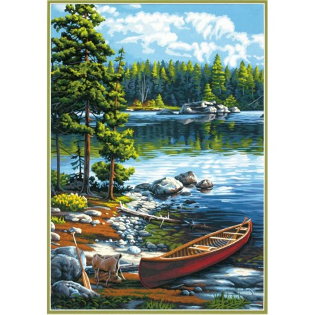 Каное около озера Раскраска картина по номерам акриловыми красками Dimensions