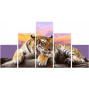 Тигр на закате Модульная картина по номерам на холсте с подрамником
