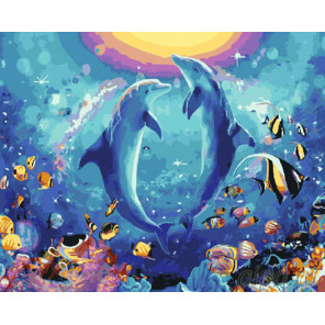 Дельфиньи игры Раскраска картина по номерам на холсте 