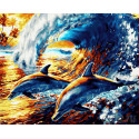 Веселые дельфины Раскраска картина по номерам на холсте 