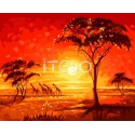 Африка и жирафы Раскраска ( картина ) по номерам на холсте Iteso