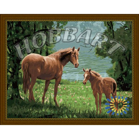 Лошади Раскраска картина по номерам акриловыми красками на холсте Hobbart