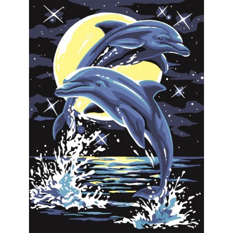 Лунные дельфины Раскраска картина по номерам акриловыми красками на холсте Color Kit