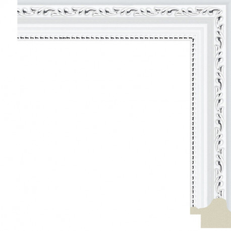 White с серебряными завитками Рамка для картины на картоне N206