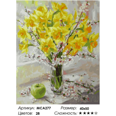 Количество цветов и сложность Букет нарциссов Раскраска картина по номерам на холсте МСА277