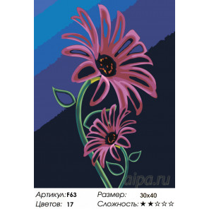 Количество цветов и сложность Неоновые герберы Раскраска картина по номерам на холсте F63
