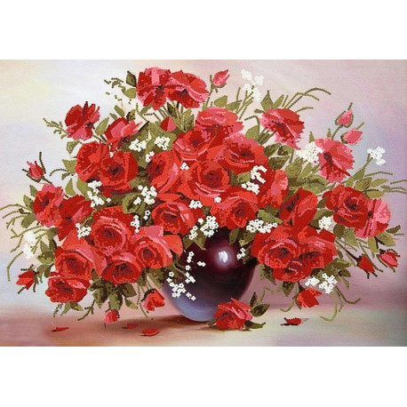  Букет роз Канва с рисунком для вышивки бисером Конек 8449