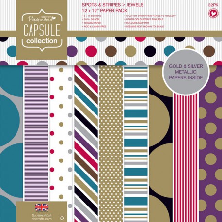 Spots & Stripes Jewels Набор бумаги 30x30 для скрапбукинга, кардмейкинга Docrafts