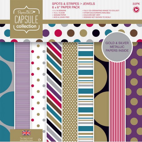 Spots & Stripes Jewels Набор бумаги 15x15 для скрапбукинга, кардмейкинга Docrafts