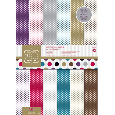 Spots & Stripes Jewels Набор бумаги A4 для скрапбукинга, кардмейкинга Docrafts