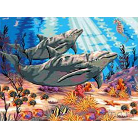 В подводном мире Раскраска картина по номерам на холсте