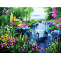 Цветущие берега Раскраска картина по номерам на холсте