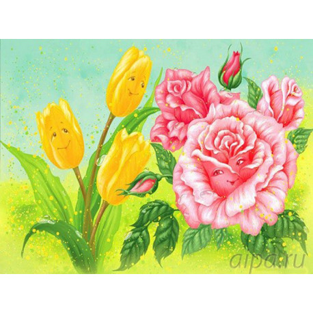 Тюльпан и роза Раскраска картина по номерам на холсте